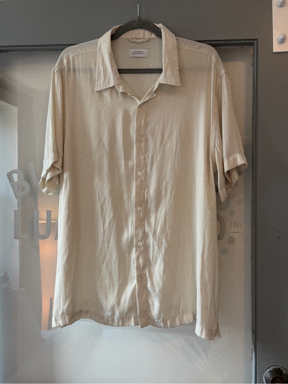 Saturdays New York City Beige Short-Sleeve Button-Down Shirt